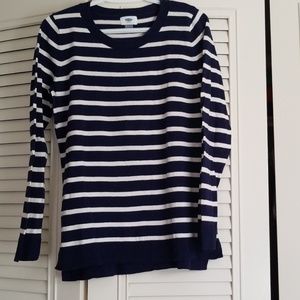 Navy & White Striped Sweater